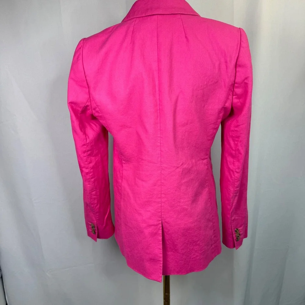 J.Crew Parke Blazer Bright Pink Linen Cotton Blend Single Button Jacket Womens